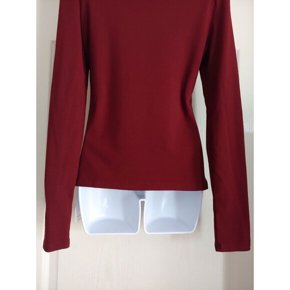 Commense 2 in 1 Mock Neck Jersey Top Monochrome Burgundy L Modest - Picture 10 of 13